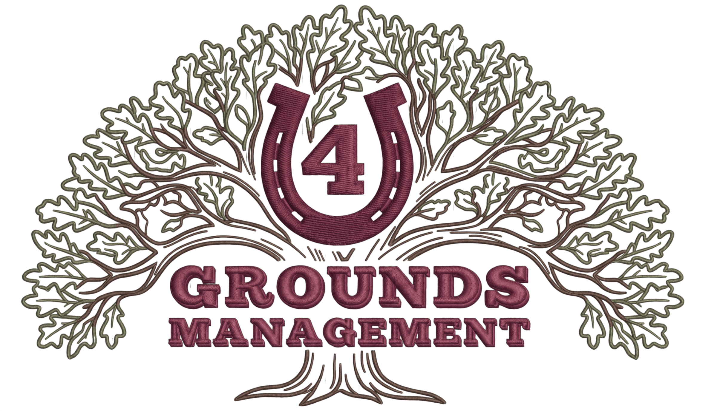 A lush tree logo with "4 U Grounds Management" text and a horseshoe symbol.